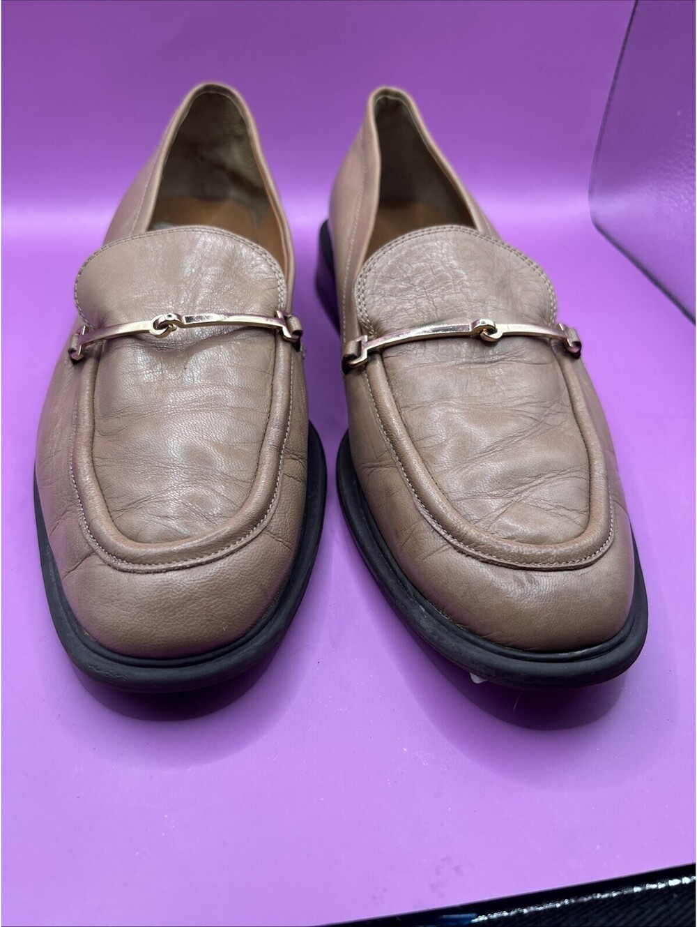 Giorgio Armani Men's Leather Loafers with Gold-Tone Bit